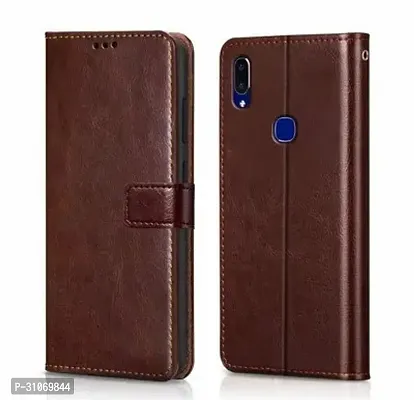 FASCINATING ACCESSORIES Shock Proof Flip Cover Back Case Cover for VIVO Y91 Flexible  Leather Finish  Card Pockets Wallet And Stand  Chestnut BROWN-thumb0