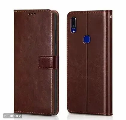 FASCINATING ACCESSORIES Shock Proof Flip Cover Back Case Cover for VIVO Y93 Flexible  Leather Finish  Card Pockets Wallet And Stand  Chestnut BROWN-thumb0