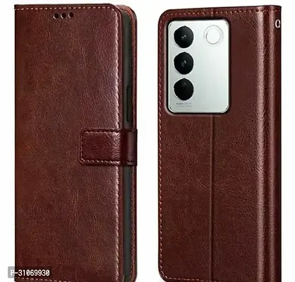 FASCINATING ACCESSORIES Shock Proof Flip Cover Back Case Cover for VIVO Y27 5G Flexible  Leather Finish  Card Pockets Wallet And Stand  Chestnut BROWN