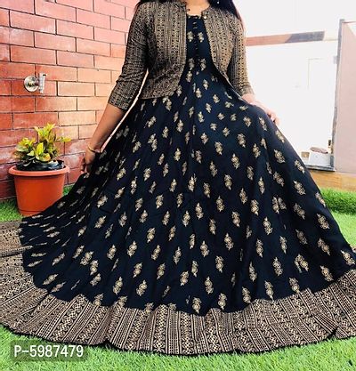Women's Latest Anarkali Kurta Gown With Jacket Dress-thumb0