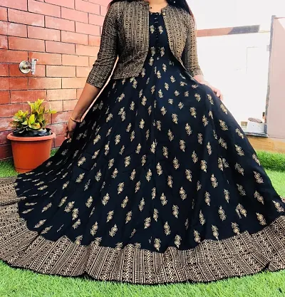 Women's Latest Anarkali Kurta Gown With Jacket Dress