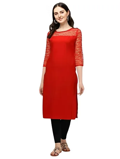 Red Crepe Regular Ethnic Gowns For Women