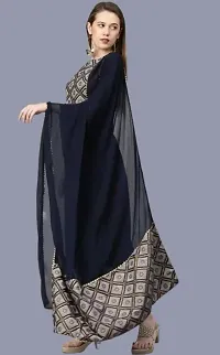 Attractive Straight Blue Self Design Cotton Kurta Bottom With Dupatta For Women-thumb2