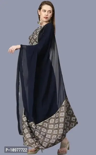 Attractive Straight Blue Self Design Cotton Kurta Bottom With Dupatta For Women-thumb3