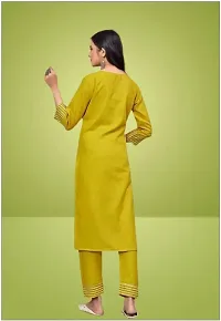 Straight Yellow Cotton Kurta Sets For Women-thumb1