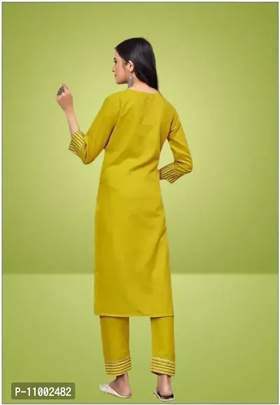 Straight Yellow Cotton Kurta Sets For Women-thumb2