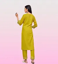 Attractive Straight Yellow Self Design Cotton Kurta Bottom With Dupatta For Women-thumb1