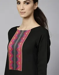 Attractive Straight Black Self Design Cotton Kurta Bottom With Dupatta For Women-thumb2