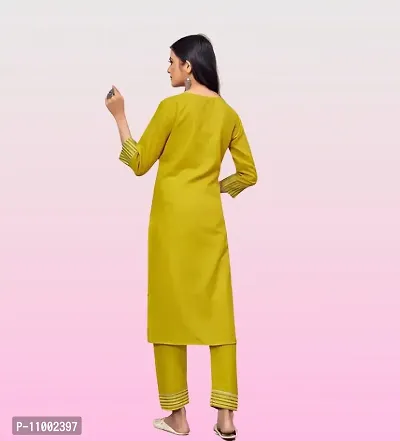 Straight Yellow Cotton Kurta Sets For Women-thumb2