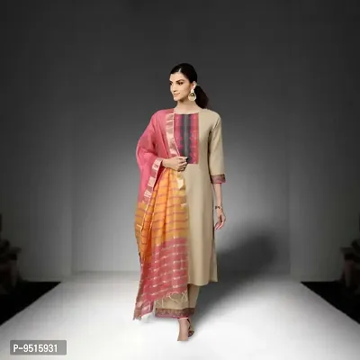 Fashionable Cotton Kurta Bottom With Dupatta Set For Women-thumb0