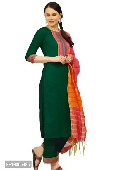 Beautiful Cotton Kurta Bottom With Dupatta For Women-thumb0