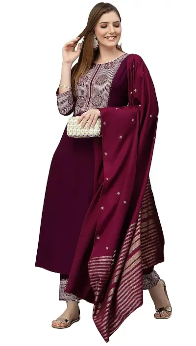 Stylish Cotton Printed Kurta Bottom Dupatta Set