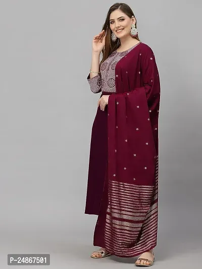 Cotton Foil Printed Kurta With Dupatta set-thumb3