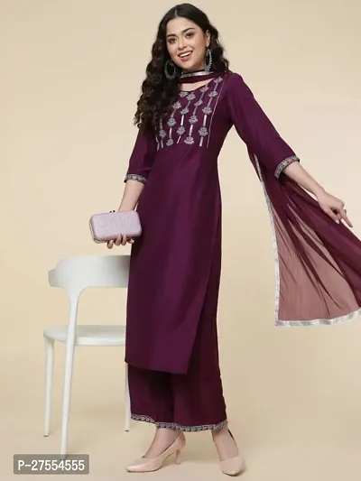 Fancy Cotton Kurta Bottom And Dupatta Set For Women