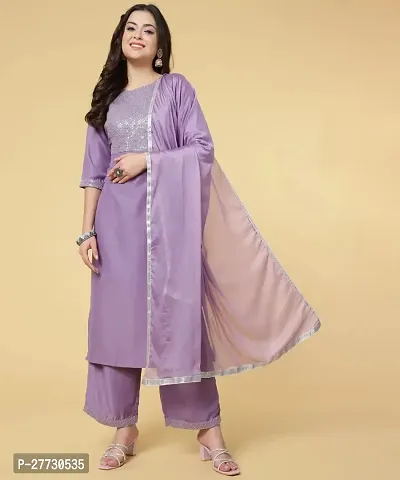 Embroided Lavender kurat Set