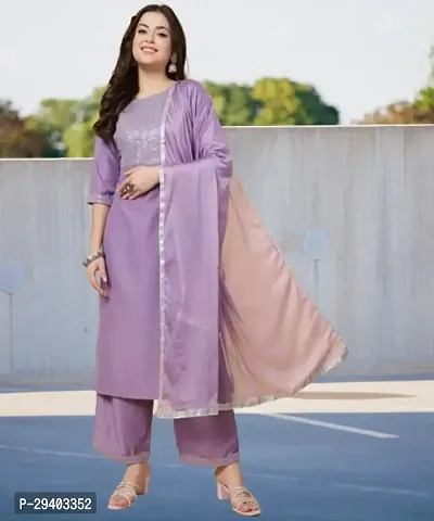 Women Stylish Embroidered Straight Kurta with Bottom Set