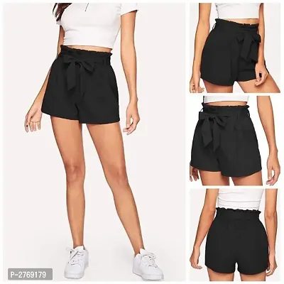 Black Solid Rayon Skort