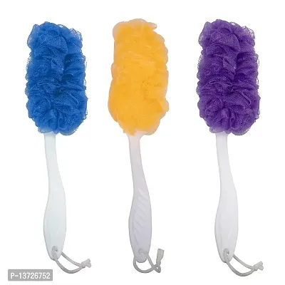 MiDazzle Bath Brush Sponge Loofah With Handle For Men And Women (Pack of 3, Color may vary)