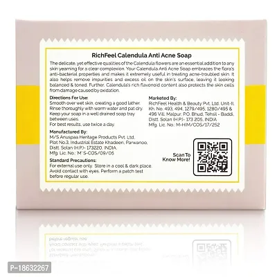 Richfeel Calendula Anti Acne Soap | Power of Soothing Calendula Extracts | For skin prone to Acne  Blemishes | Physician Formulated | Helps Calm  Replenish Skin | 75 g (6)-thumb4