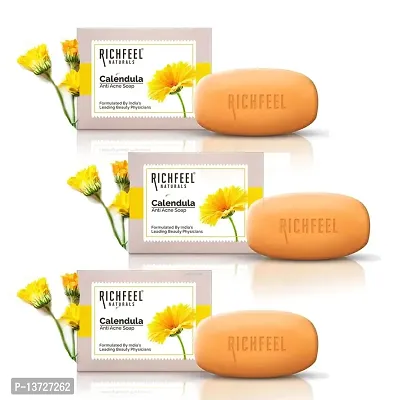 Richfeel Anti Acne Soap | Calendula Power of Soothing For Skin prone Extracts to  Blemishes Physician Formulated Helps Calm Replenish 75 g Pack-thumb0