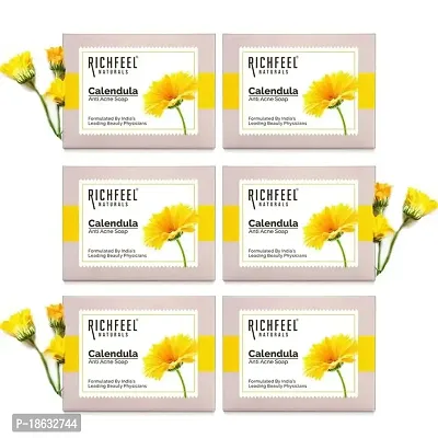 Richfeel Calendula Anti Acne Soap | Power of Soothing Calendula Extracts | For skin prone to Acne  Blemishes | Physician Formulated | Helps Calm  Replenish Skin | 75 g (6)