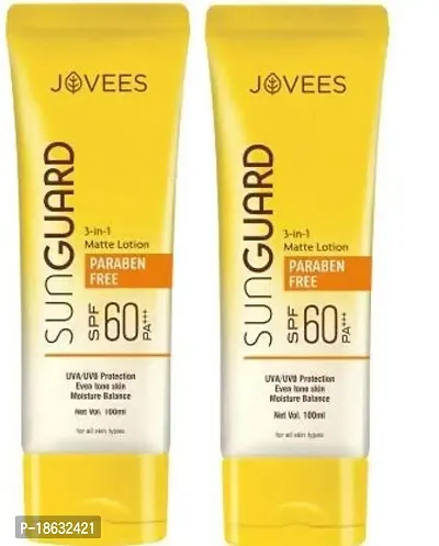 Jovees SUNGUARD 3-in-1 Matte Lotion Spf 60 PA+++ 100ml (Pack of 2)-thumb0