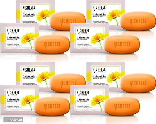 BULLRISE Richfeel Naturals Calendula Anti-Acne Soap For Men  Women,75 g (pack of 8)