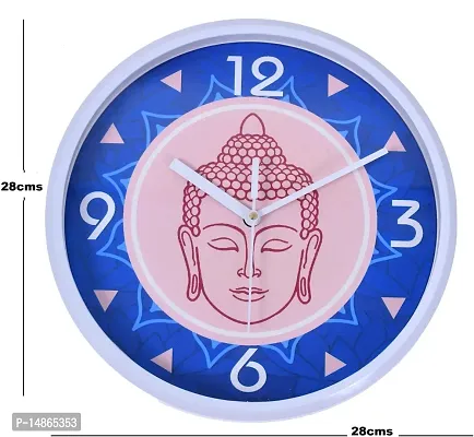 Round Shape Classic meditating buddha blue and pink color wall clock-thumb3