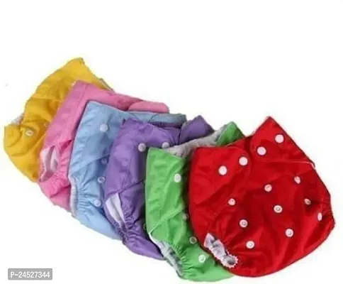 Pack Of 4 Reusable Cloth Diapers Washable, Adjustable Size With Insert Pads-thumb0