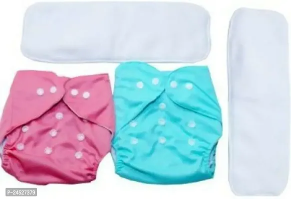 Pack Of 2 Reusable Cloth Diapers Washable, Adjustable Size With Insert Pads