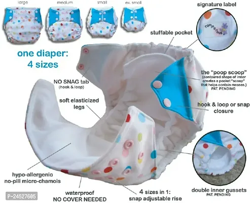 Pack Of 4 Reusable Cloth Diapers Washable, Adjustable Size With Insert Pads-thumb3
