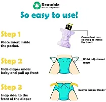 Pack Of 2 Reusable Cloth Diapers Washable, Adjustable Size With Insert Pads-thumb3