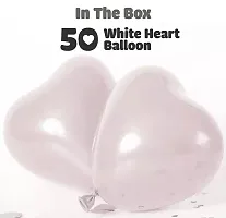 Premium Quality 50 Pcs White Heart Shaped Latex Balloons For Birthday-Anniversary-Valentine-Wedding-Engagement Party Decoration - White Color-thumb1