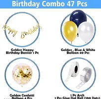 Premium Quality 47 Pcs Happy Birthday Decoration - Gold And Blue Decoration For Birthday - Birthday Decoration Items For Boy - Decoration Items For Birthday Party-thumb1