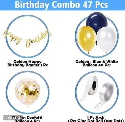 Premium Quality 47 Pcs Happy Birthday Decoration - Gold And Blue Decoration For Birthday - Birthday Decoration Items For Boy - Decoration Items For Birthday Party-thumb2