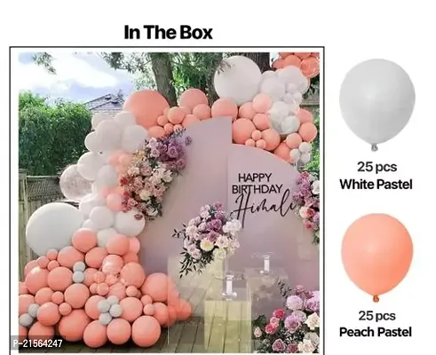 Premium Quality Peach And White Pastel Balloons For Birthday-Anniversary-Engagement-Wedding-Baby Shower-Farewell-Any Special Event Theme Party Decoration (Peach And White Pastel)