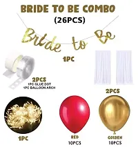 Premium Quality Bride To Be Decoration Set Combo - 26 Pcs Canopy Tent For Decoration - Bride To Be Decoration With White Net Curtains, Led Lights, Red Golden Balloons For Cabana Tent Decoration Material Net-thumb1