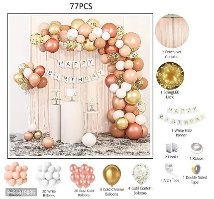 MEEZONE peach and golden Birthday Decoration DIY Combo Kit with peach net Curtain cloth for backdrop decoration