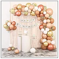 MEEZONE peach and golden Birthday Decoration DIY Combo Kit with peach net Curtain cloth for backdrop decoration-thumb1