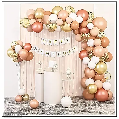 MEEZONE peach and golden Birthday Decoration DIY Combo Kit with peach net Curtain cloth for backdrop decoration-thumb2