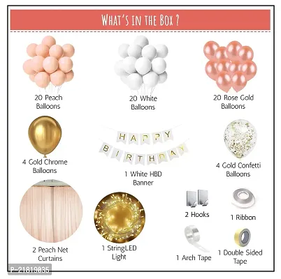 MEEZONE peach and golden Birthday Decoration DIY Combo Kit with peach net Curtain cloth for backdrop decoration-thumb3