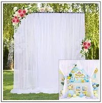 MEEZONE White Backdrop Curtain Tulle Net Transparent 5x8 Ft. for Birthdays Anniversary Baby Shower Photo Shoot Wedding Party Stage Background Ceremony Photoshoot net parda - Set of 4-thumb1