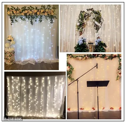 MEEZONE White Backdrop Curtain Tulle Net Transparent 5x8 Ft. for Birthdays Anniversary Baby Shower Photo Shoot Wedding Party Stage Background Ceremony Photoshoot net parda - Set of 4-thumb3