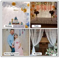 MEEZONE White Backdrop Curtain Tulle Net Transparent 5x8 Ft. for Birthdays Anniversary Baby Shower Photo Shoot Wedding Party Stage Background Ceremony Photoshoot net parda - Set of 4-thumb3