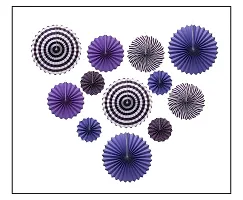 MEEZONE 12pc Hanging Paper Fans Decorations Round Pattern Paper Garlands Green Paper Fan Decoration for Birthday Wedding Graduation Events Accessories, Set of 12 (Purple)-thumb1