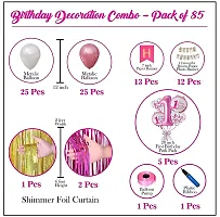 MEEZONE balloons Baby girl first 1st happy birthday room wall Foil party decorations combo kit pack pink color theme (Set of 85)-thumb2