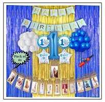 MEEZONE balloons Foil Baby Boy First 1St Happy Birthday Room Wall Party Decorations Combo Kit Pack Blue Color Theme (Set of 85)-thumb2