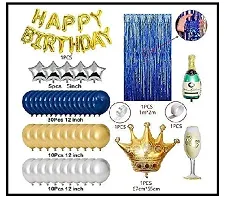 MEEZONE Birthday Decorations Silver Blue and Gold Balloons 62Pcs for Adult With Happy Birthday Banner Crown Champagne Balloons for 18th 21st 30th 40th 50th 60th 70th Decor-thumb2