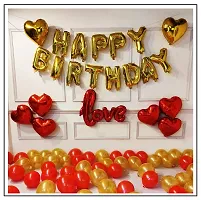 MEEZONE Red and Golden Happy Birthday Decoration Set 70Pcs Happy Birthday Foil Balloon Red Golden Heart and Metallic Balloons Combo-thumb1