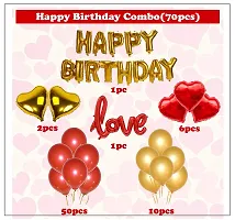 MEEZONE Red and Golden Happy Birthday Decoration Set 70Pcs Happy Birthday Foil Balloon Red Golden Heart and Metallic Balloons Combo-thumb2